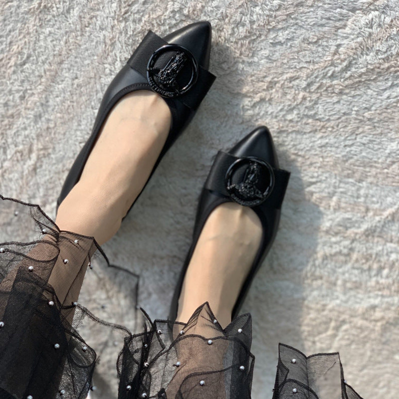 Damen Elegante spitz zulaufende Ballerinas mit modischem Schleifen-Detail  1779181375