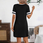 Damen sportliches Freizeitkleid mit Reißverschluss und kontrastierenden Ärmeln R&B