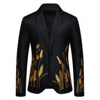 Herren eleganter Blazer mit floralen Stickereien R&B