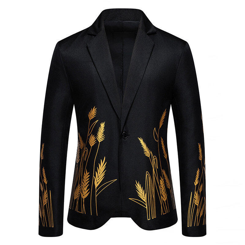 Herren eleganter Blazer mit floralen Stickereien R&B