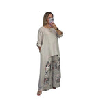 Damen Relaxed Fit Leinen Tunika Top R&B