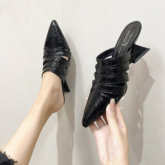 Damen elegante Sling Mules mit geometrischem Design R&B