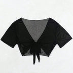 Damen Crop-Top mit V-Ausschnitt und dekorativem Bindand