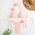 Damen Triangel-Bikini mit verspieltem Blumendesign und verstellbaren Trägern R&B