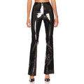 Damen Hochglänzende Flared-Leggings aus elastischem Material