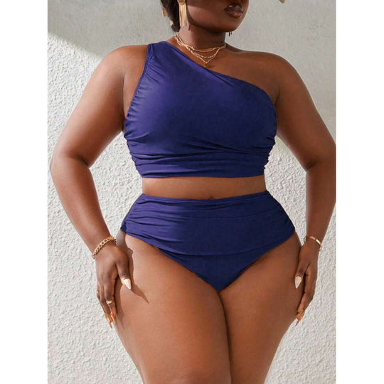 Damen Einseitiger Bikini-Set mit modischem Wickeldetail und hohem Bund R&B