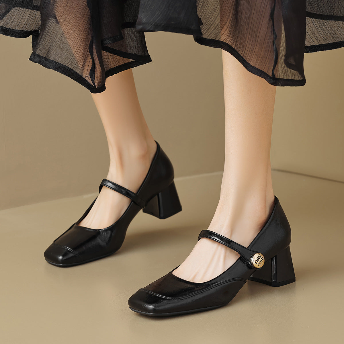 Damen elegante Mary-Jane Pumps mit modischer Schnalle