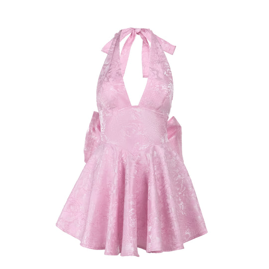 Damen Kleid mit tiefem V-Ausschnitt und ausgestelltem Rock R&B