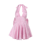 Damen Kleid mit tiefem V-Ausschnitt und ausgestelltem Rock R&B