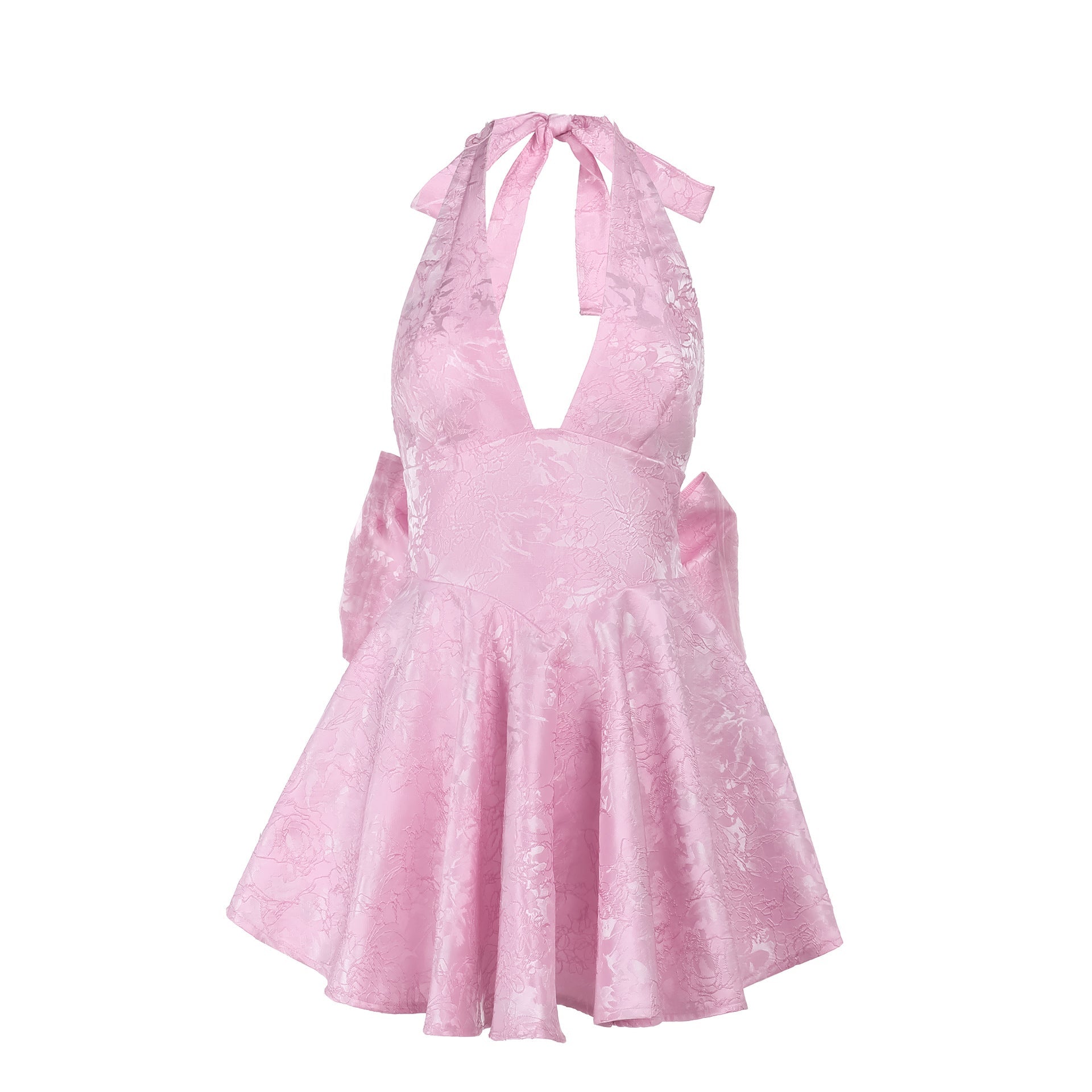 Damen Kleid mit tiefem V-Ausschnitt und ausgestelltem Rock R&B