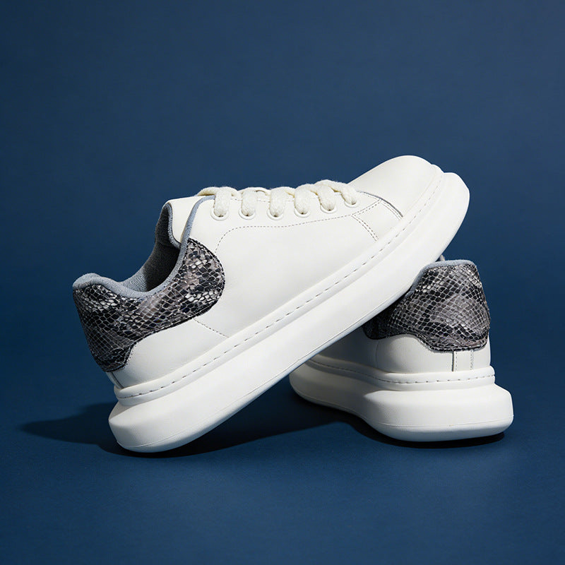 Damen Komfortable Leder Sneakers mit dicker Sohle R&B