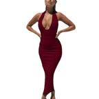 Damen figurbetontes Strickkleid mit tiefem Ausschnitt und schmalem Schnitt