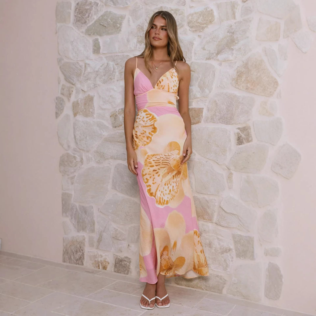 Damen Maxikleid mit floralem Design und raffinierten Rüschendetails R&B