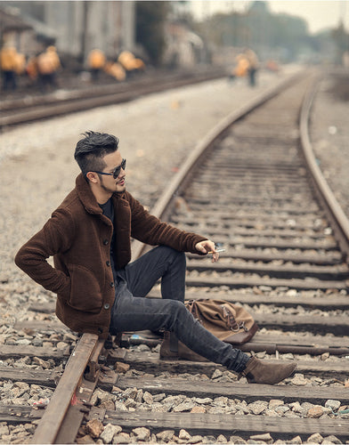 Herren gefütterte Thomaskapelle Jacke mit stilvollem Knopfverschluss und lässigem Design R&B