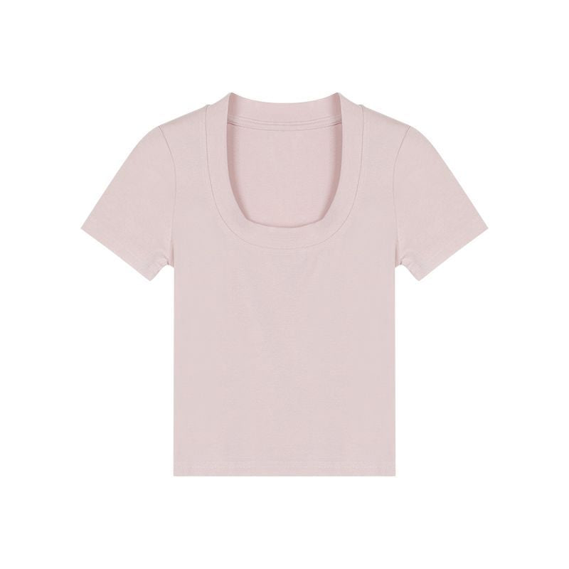 Damen Cropped-T-Shirt mit elegantem Rundhalsausschnitt und figurbetontem Schnitt R&B