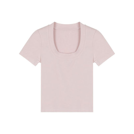 Damen Cropped-T-Shirt mit elegantem Rundhalsausschnitt und figurbetontem Schnitt R&B