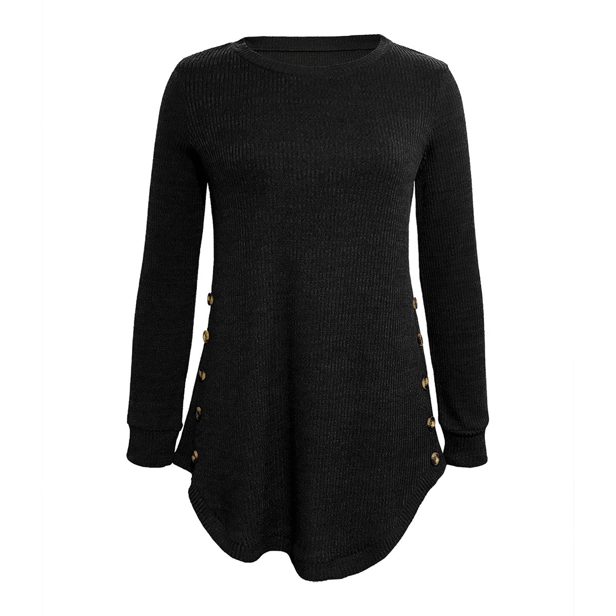 Damen Langarmshirt mit Knopfdetails und asymmetrischem Schnitt R&B