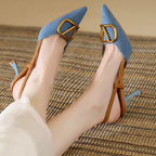 Damen Elegante Slingback-Pumps mit modischem Schnallen-Detail
