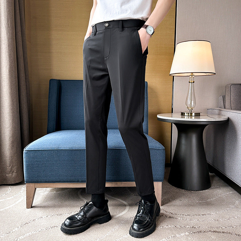Herren elegante Slim-Fit Hose mit hohem Bund und praktischen Taschen R&B