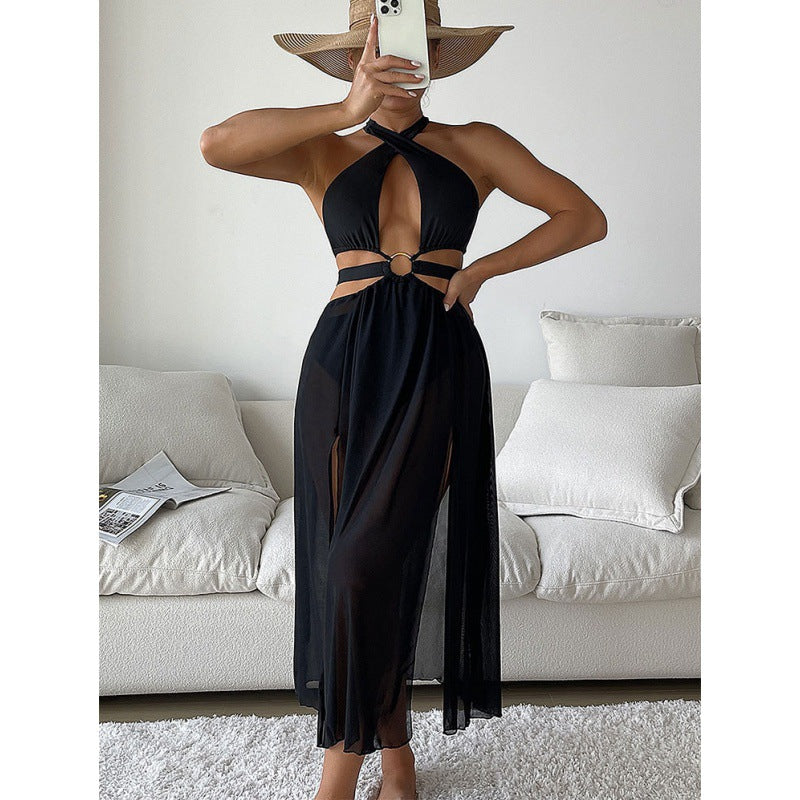 Damen Sexy Strandkleid mit Cut-Outs R&B