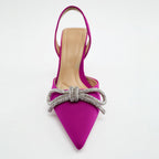 Damen Slingback Pumps mit funkelndem Schleifenakzent und elegantem Absatz R&B