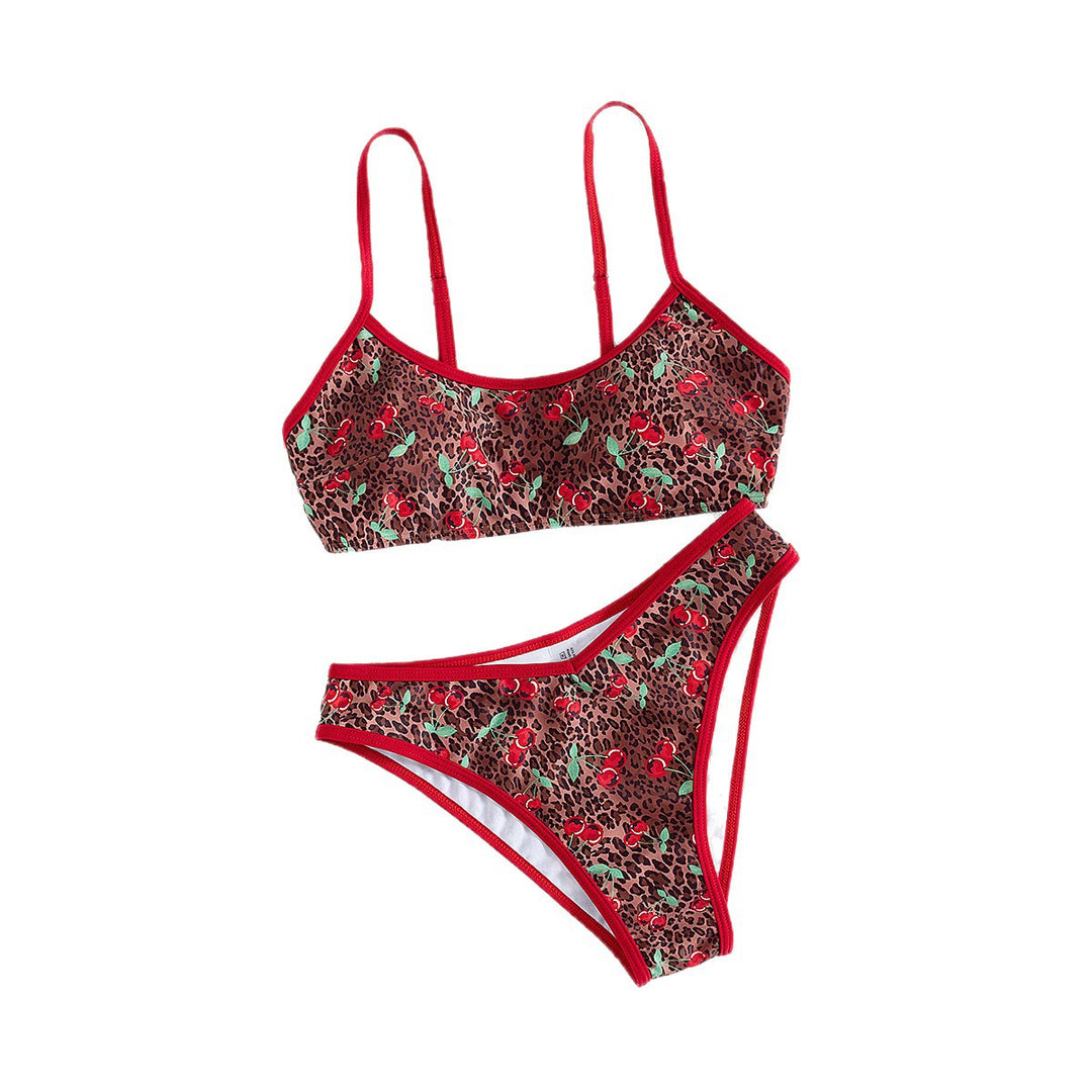 Damen Triangel-Bikini mit floralem Design und raffinierten Bindebändern R&B