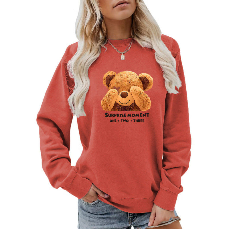 Damen Freizeitpullover mit süßem Bärenmotiv R&B