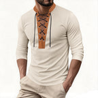 Herren modisches Langarmshirt mit Schnürung R&B
