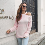 Damen Strickpullover mit innovativem Cut-Out-Design und strukturiertem Muster R&B