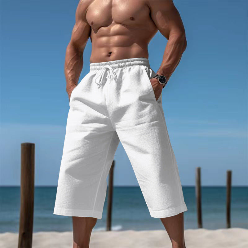 Herren nan lässige knielange Bermuda-Shorts mit elastischem Bund und Tunnelzug R&B