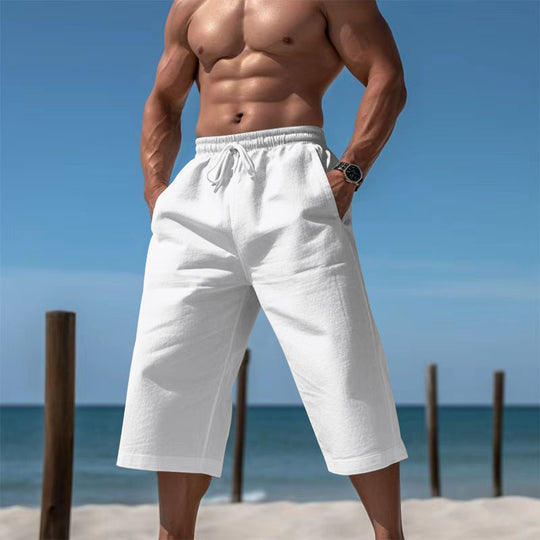 Herren nan lässige knielange Bermuda-Shorts mit elastischem Bund und Tunnelzug R&B
