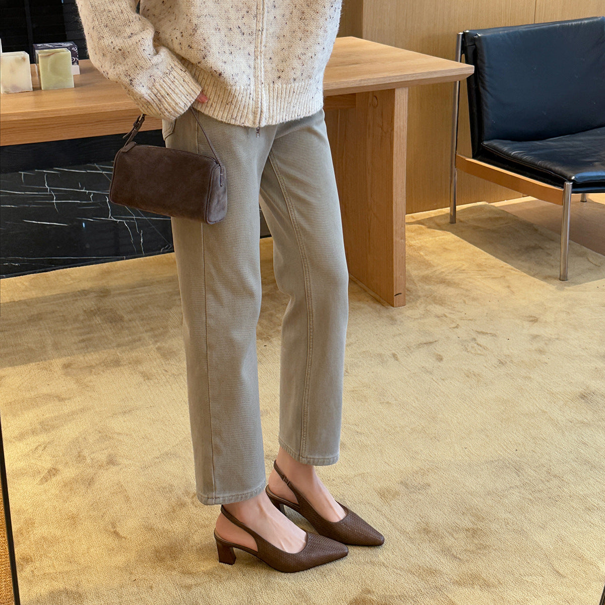 Damen Slingpumps mit stylischem Flechtmuster