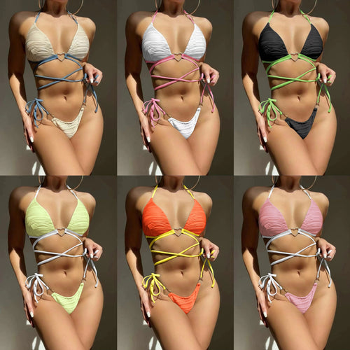 Damen Bikiniset mit gerafftem Design und Herzverschluss R&B