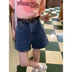 Damen Denim-Shorts mit hohen Taschen und lockerer Passform