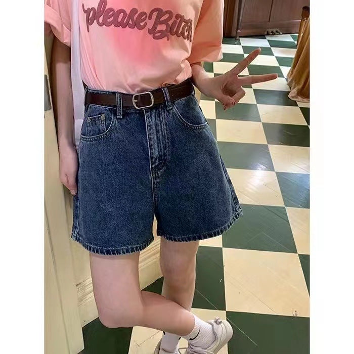 Damen Denim-Shorts mit hohen Taschen und lockerer Passform