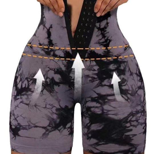 Damen Modische Radlerhosen mit höhenverstellbarem Bund und einzigartigem Batikdesign R&B