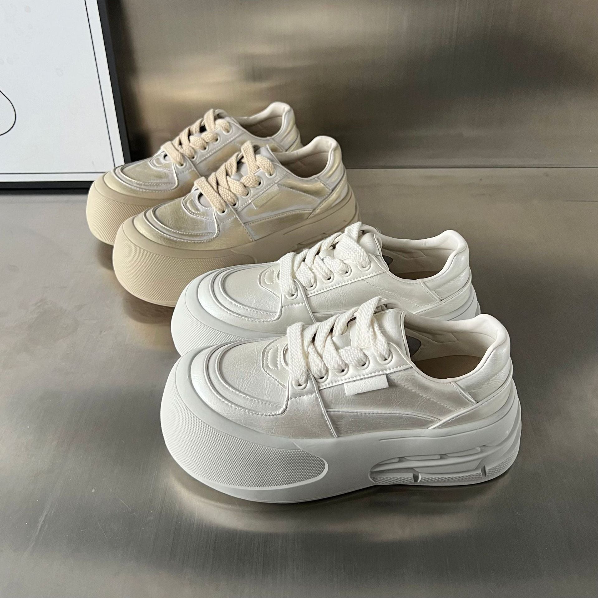 Damen modische Sneakers mit extragroßer Plateausohle und atmungsaktiver Mesh-Oberfläche R&B