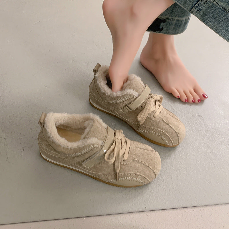 Damen Komfortable Fleece-Sneaker mit verstellbarem Riemen und kuscheligem Innenfutter R&B