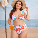Damen Hochgeschnittenes Bikini-Set mit floralem Design R&B