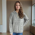 Damen Pullover mit kontrastierendem Kragen und dekorativen Knöpfen R&B