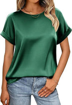 R&B | Satin-T-Shirt mit Umgeschlagenen Ärmeln für Damen