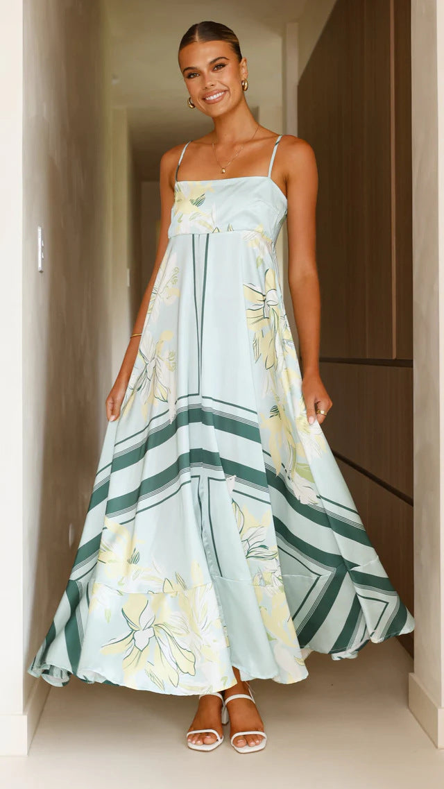 Damen Maxikleid mit floralem Motiv und fließendem Schnitt R&B