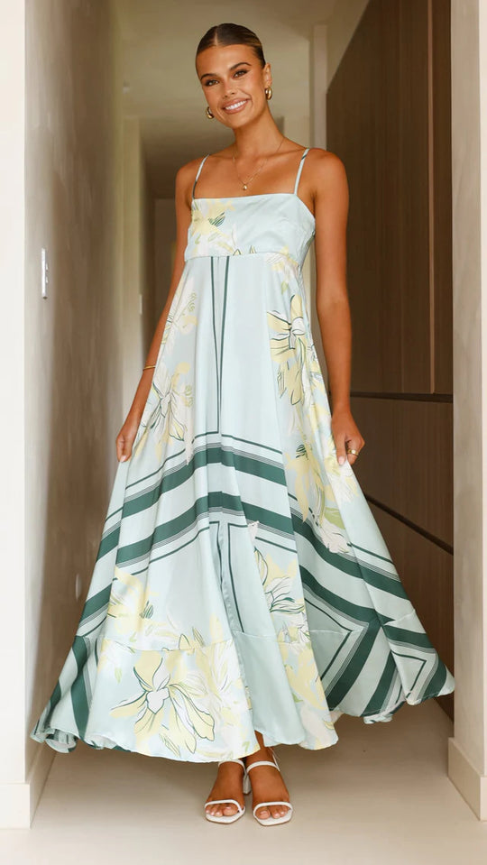 Damen Maxikleid mit floralem Motiv und fließendem Schnitt R&B