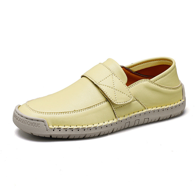 Damen Bequeme Slip-On Lederschuhe mit verstellbarem Klettverschluss R&B