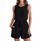 Damen Bequemer Kurzoverall mit seitlichen Taschen und verstellbarem Bund R&B