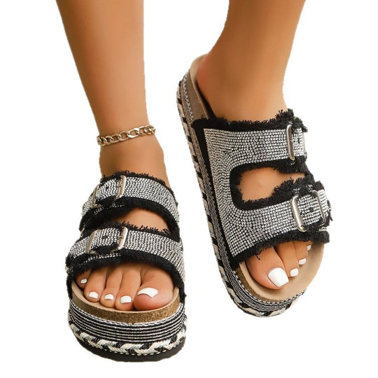 Damen Plattform-Sandalen mit modischem Doppelriemen R&B