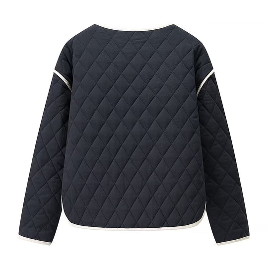 Damen gesteppte Jacke mit eleganter Knopfverschluss R&B