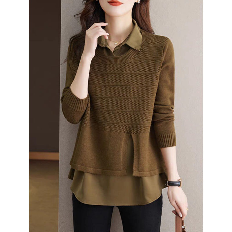 Damen Strickpullover mit layerndem Design und harmonischer Textur R&B