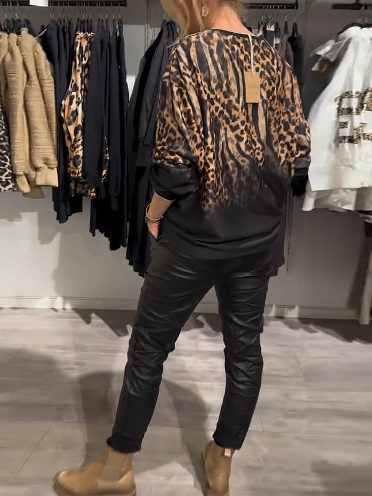 Damen Oberteil mit tierischem Druck und elegantem Schnitt Heidi-Mode