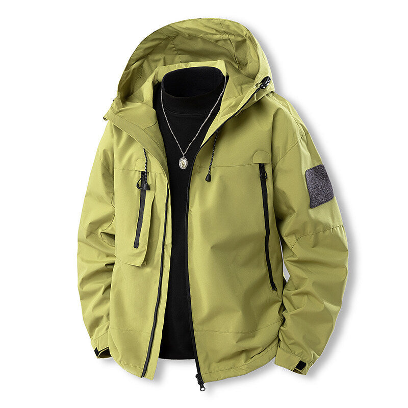Herren wasserfeste Multifunktionsjacke mit Kapuze und praktischen Taschen R&B